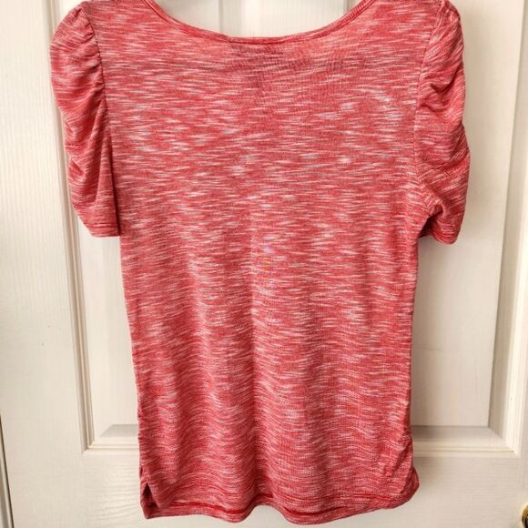 ❤️EYEGLASS Shirt Rhinestone and Gold design Style & Co Gathered short sleeve Red - Picture 2 of 6